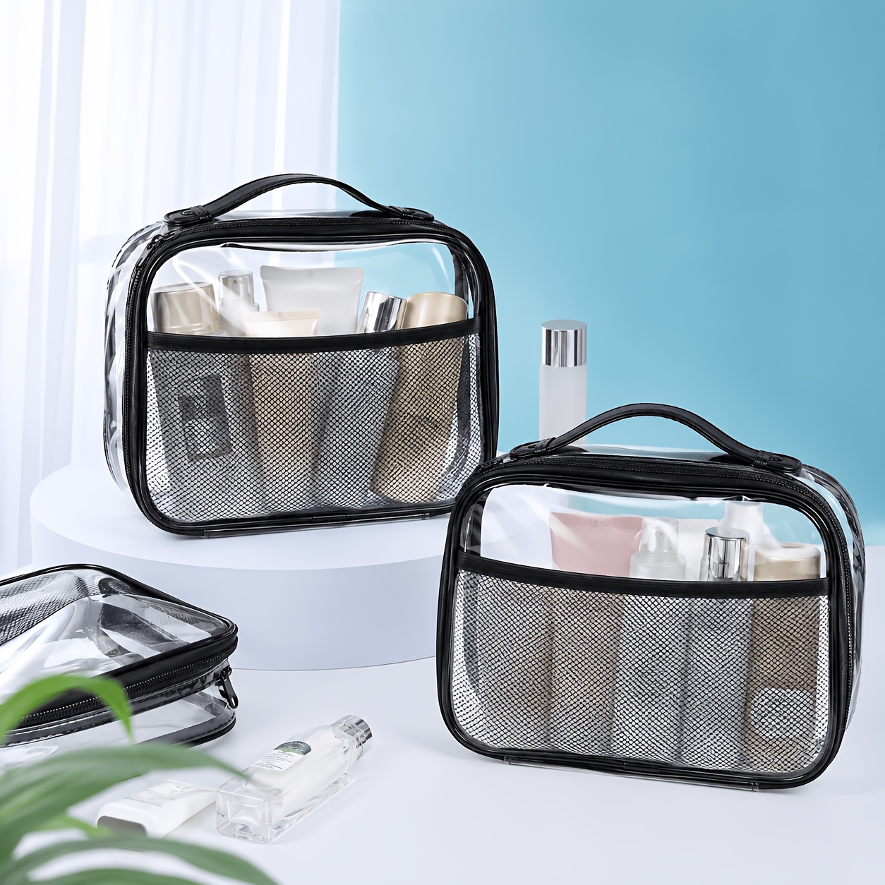 Skincare D'Alba - Bolsa Cosmética Transparente com Zíper, Organizador