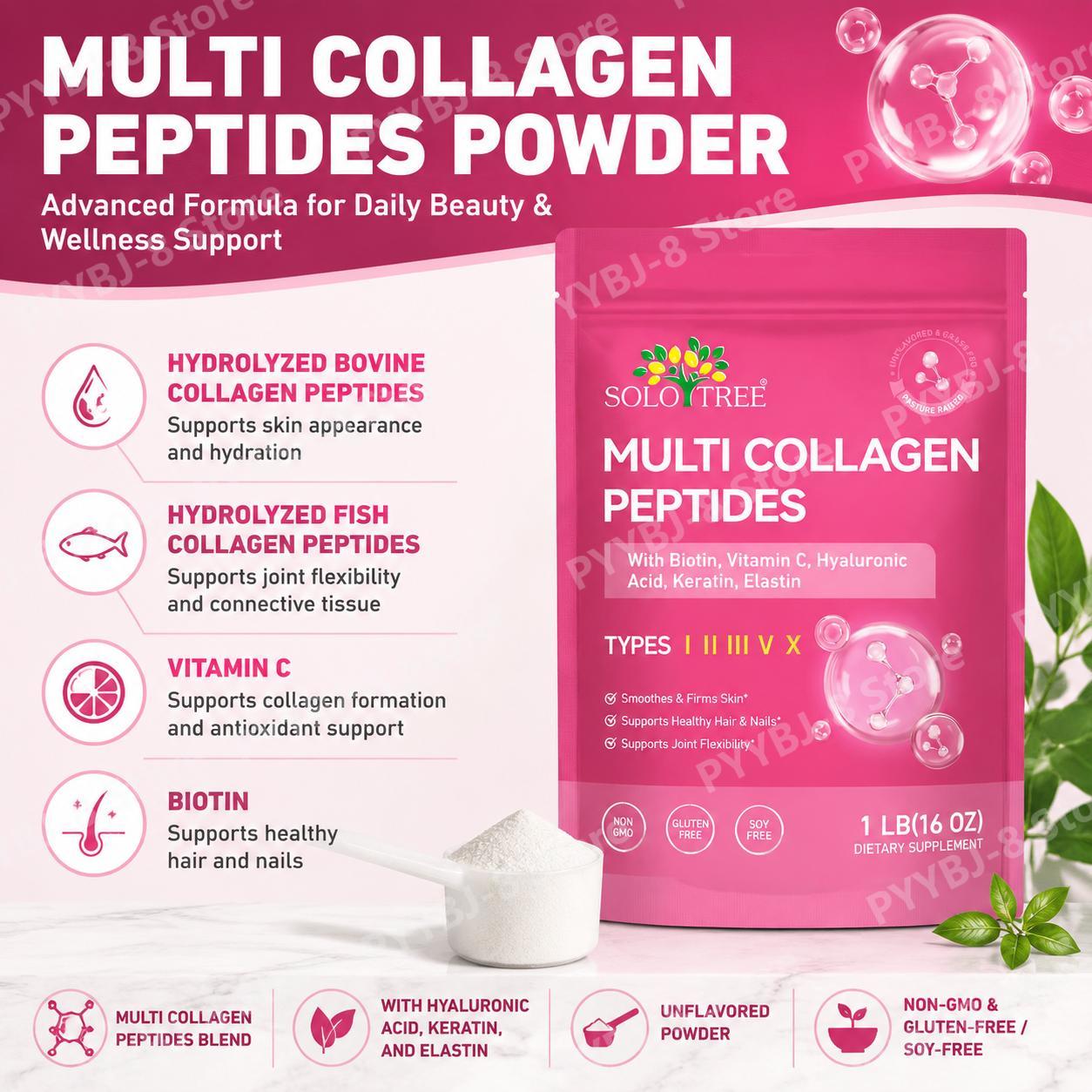 Vitamin C Powder - Pó de Peptídeos de Colágeno Múltiplo
